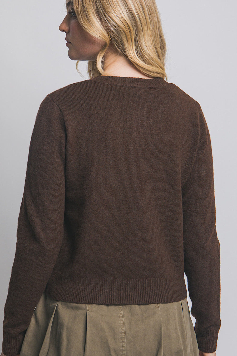 Chloe Button Down Cardigan Sweater Expresso