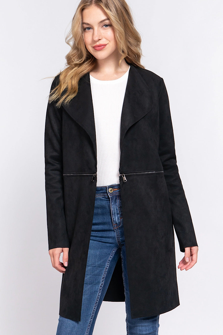 Off the Ranch Zipper Faux Suede Jacket