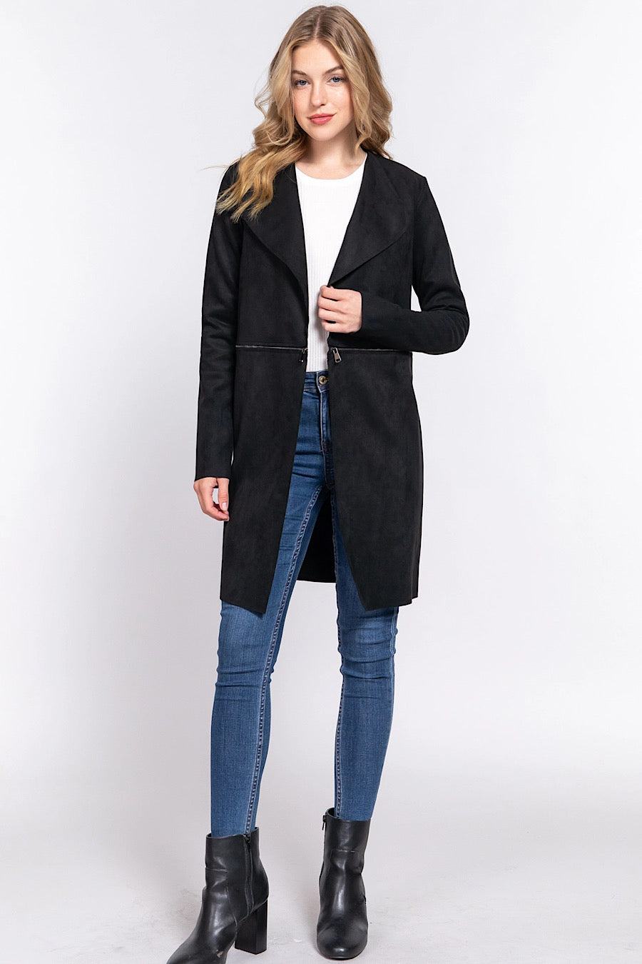 Off the Ranch Zipper Faux Suede Jacket