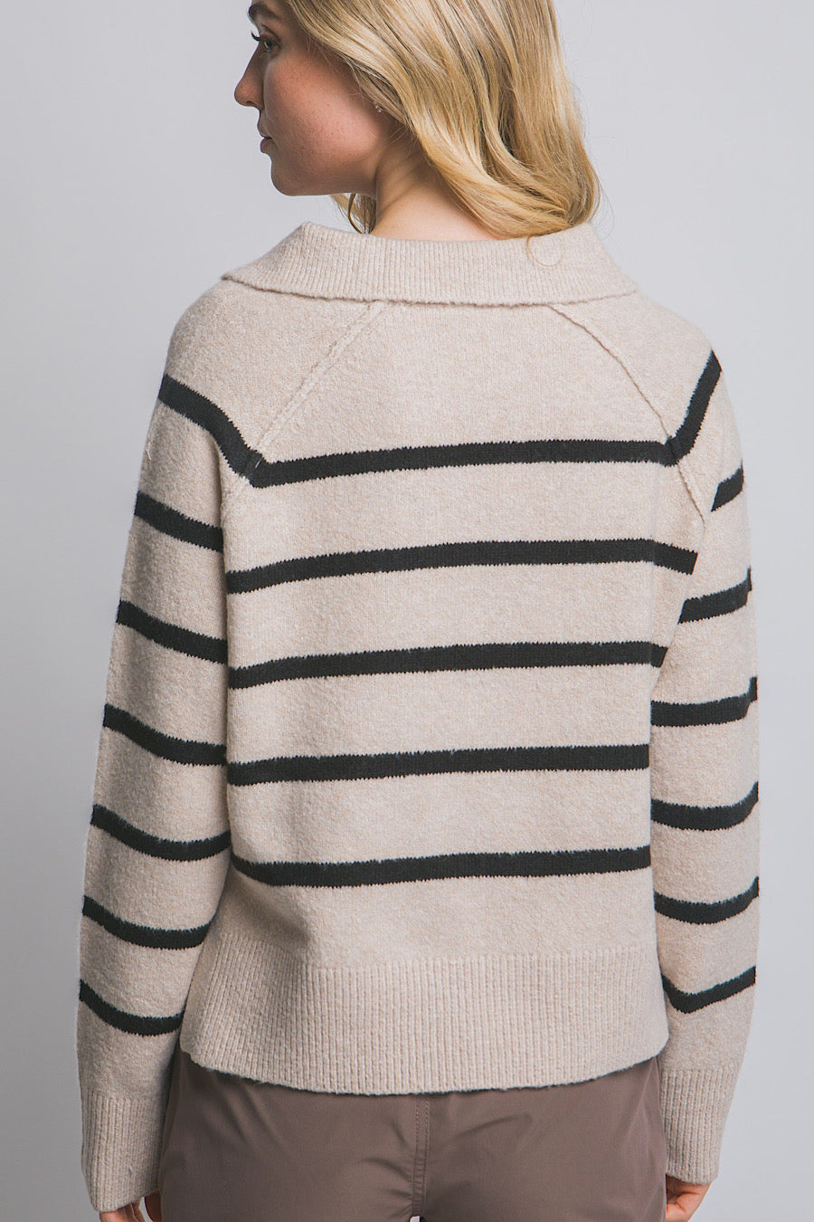 Daphne Striped Collar Polo Sweater