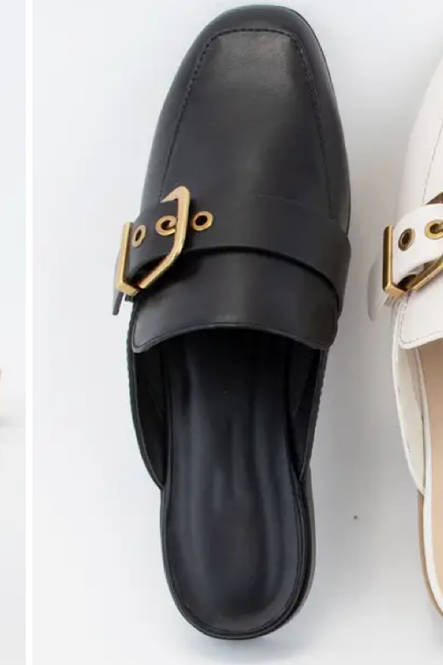 Chantal Buckled Slide Mule Flat Shoes Black