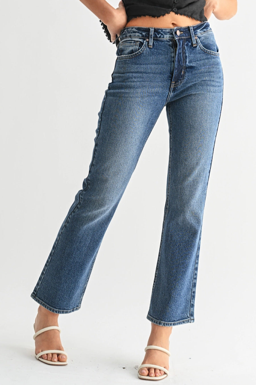 Overcast Sky Slim Bootcut Ankle Jeans