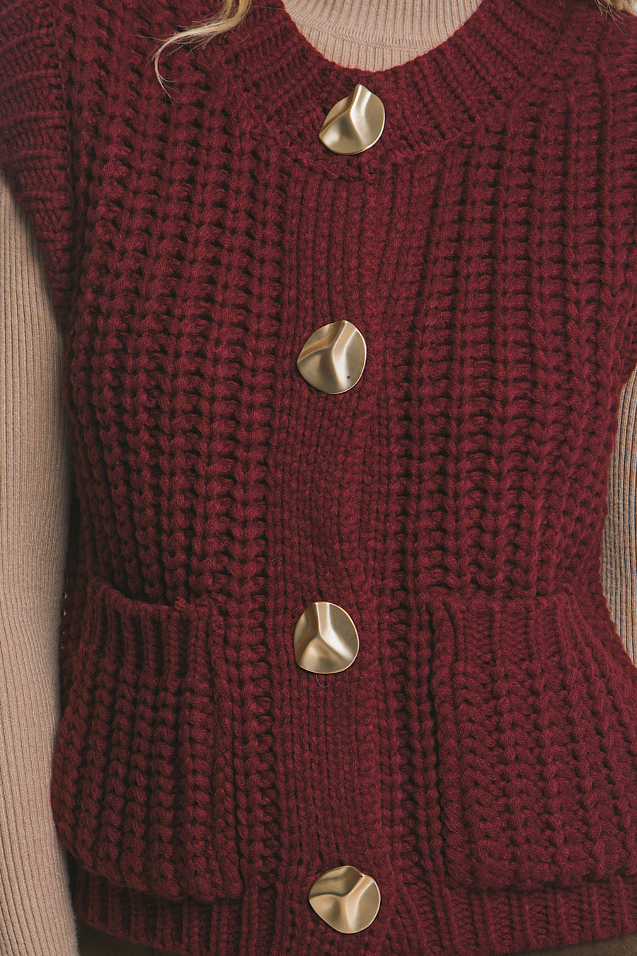 Early Chill Chunky Knit Sleeveless Sweater Vest