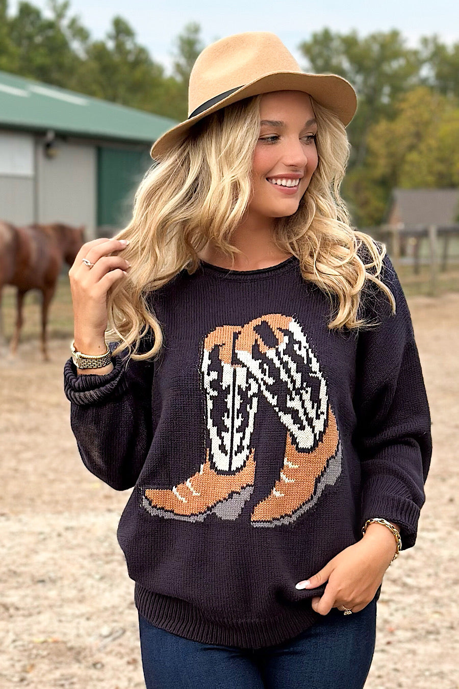 These Boots Jacquard Knit Sweater