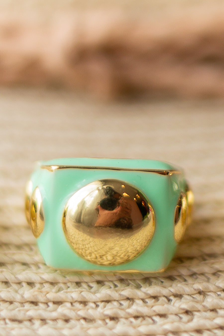 Mint Enamel Signet Ring