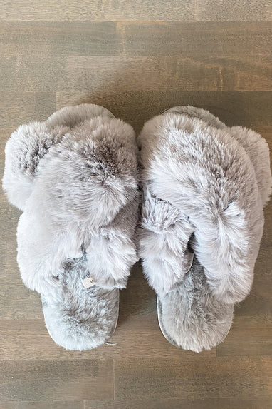 Dreamland Fuzzy Grey Slippers