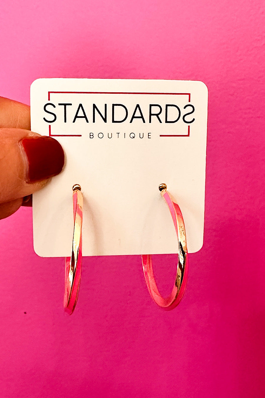 Enamel Hoop Earrings in Mint Or Pink