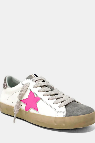 Kids Paris Sneakers in Grey & Pink