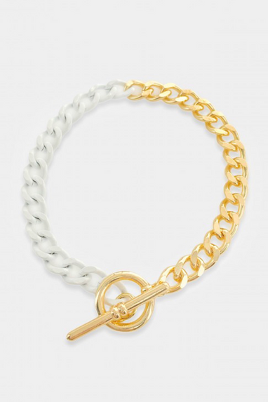 Half & Half Gold Curb Bracelet in Blue or White