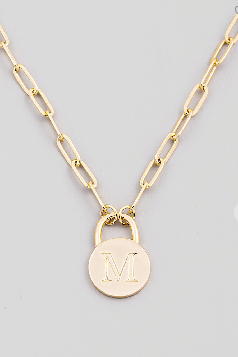 Initial Lock Pendant Necklace Gold