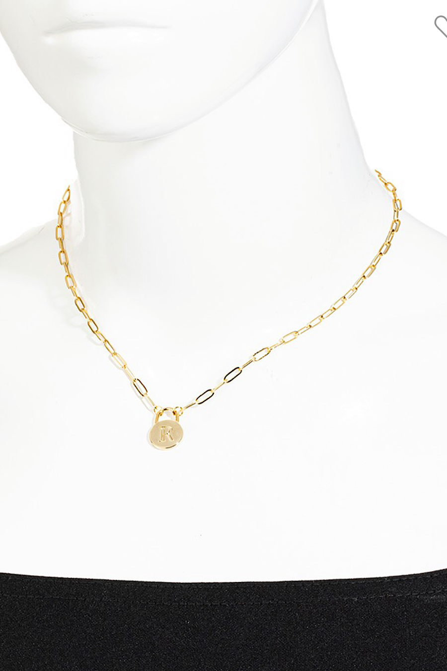 Initial Lock Pendant Necklace Gold