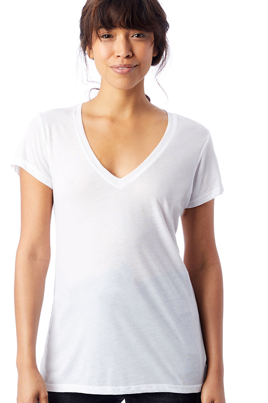 Slinky Jersey V-Neck T-Shirt in White