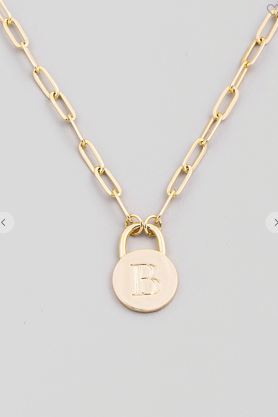 Initial Lock Pendant Necklace Gold