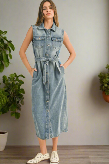 Sidney Denim Midi Length Dress