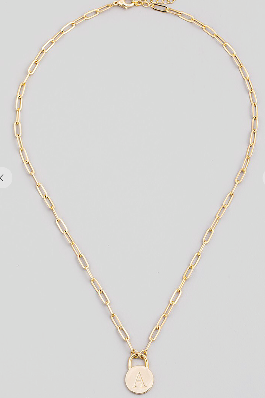 Initial Lock Pendant Necklace Gold