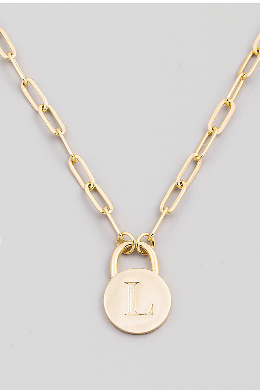 Initial Lock Pendant Necklace Gold