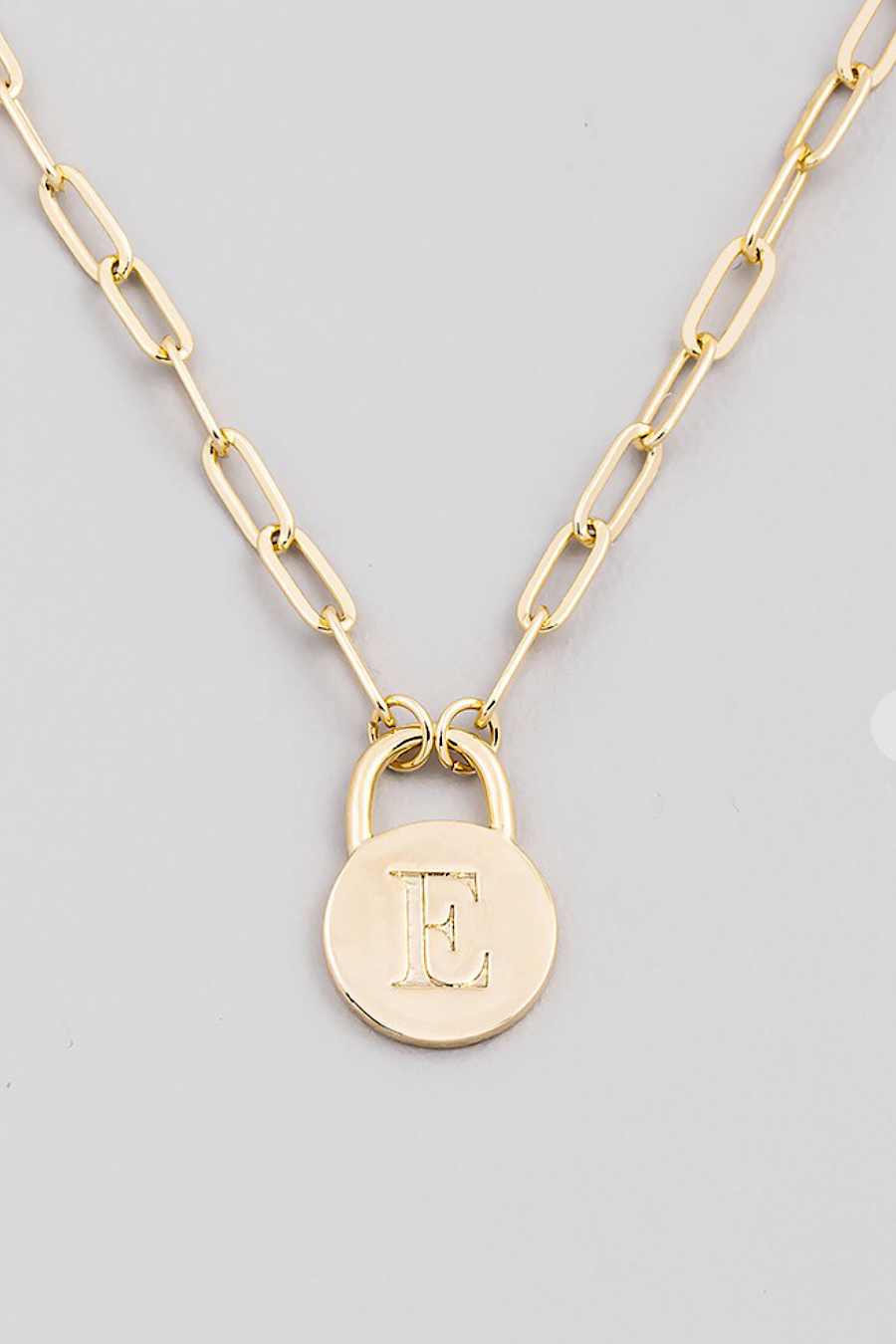 Initial Lock Pendant Necklace Gold