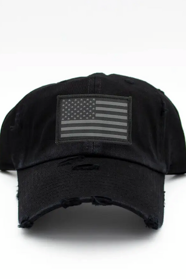American Flag Patch Hat in Black