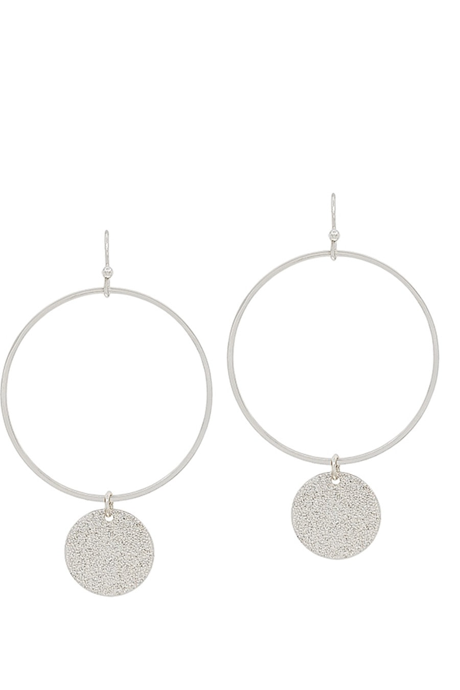 Shiny Disc Circle Earrings in Silver or Gold