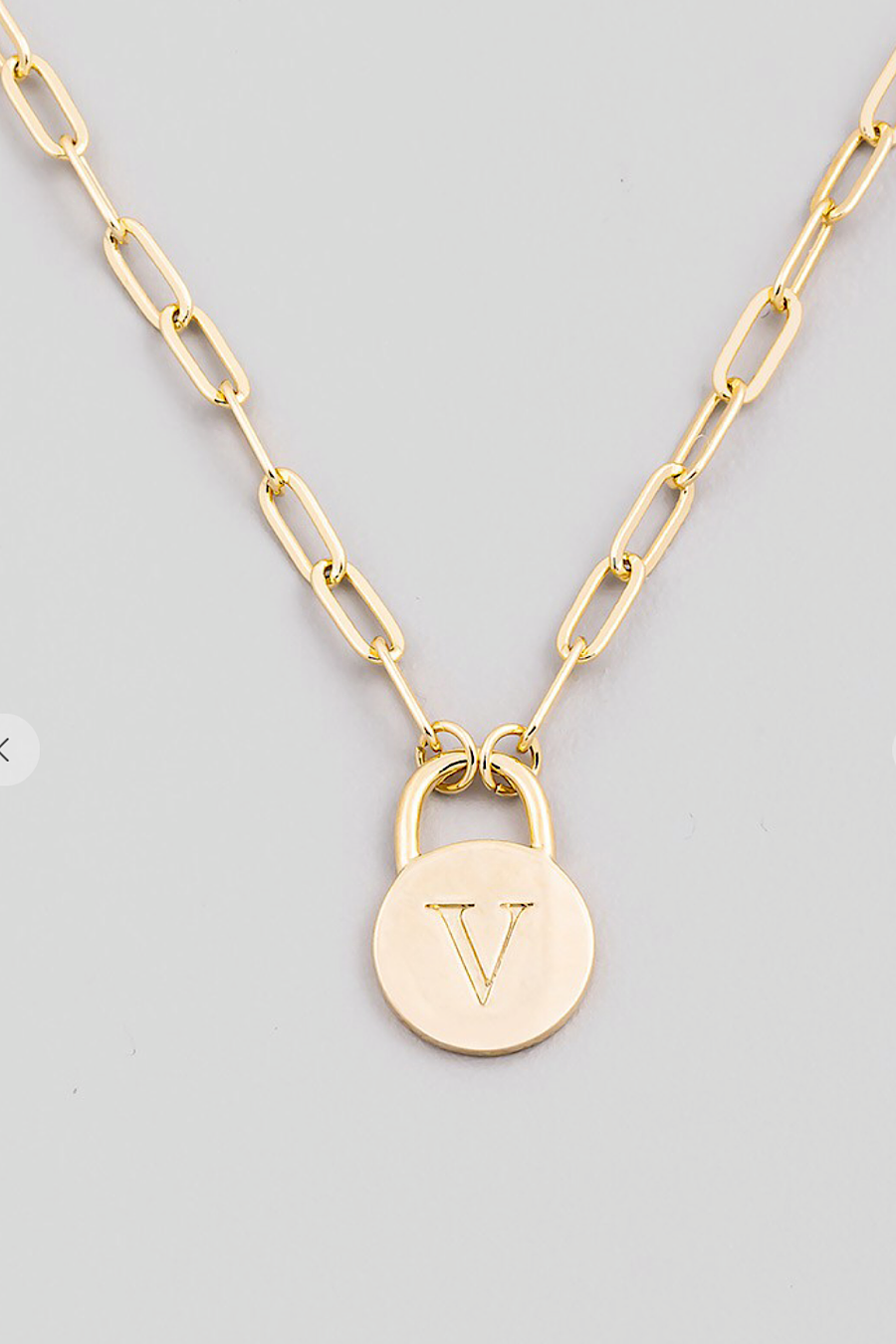 Initial Lock Pendant Necklace Gold
