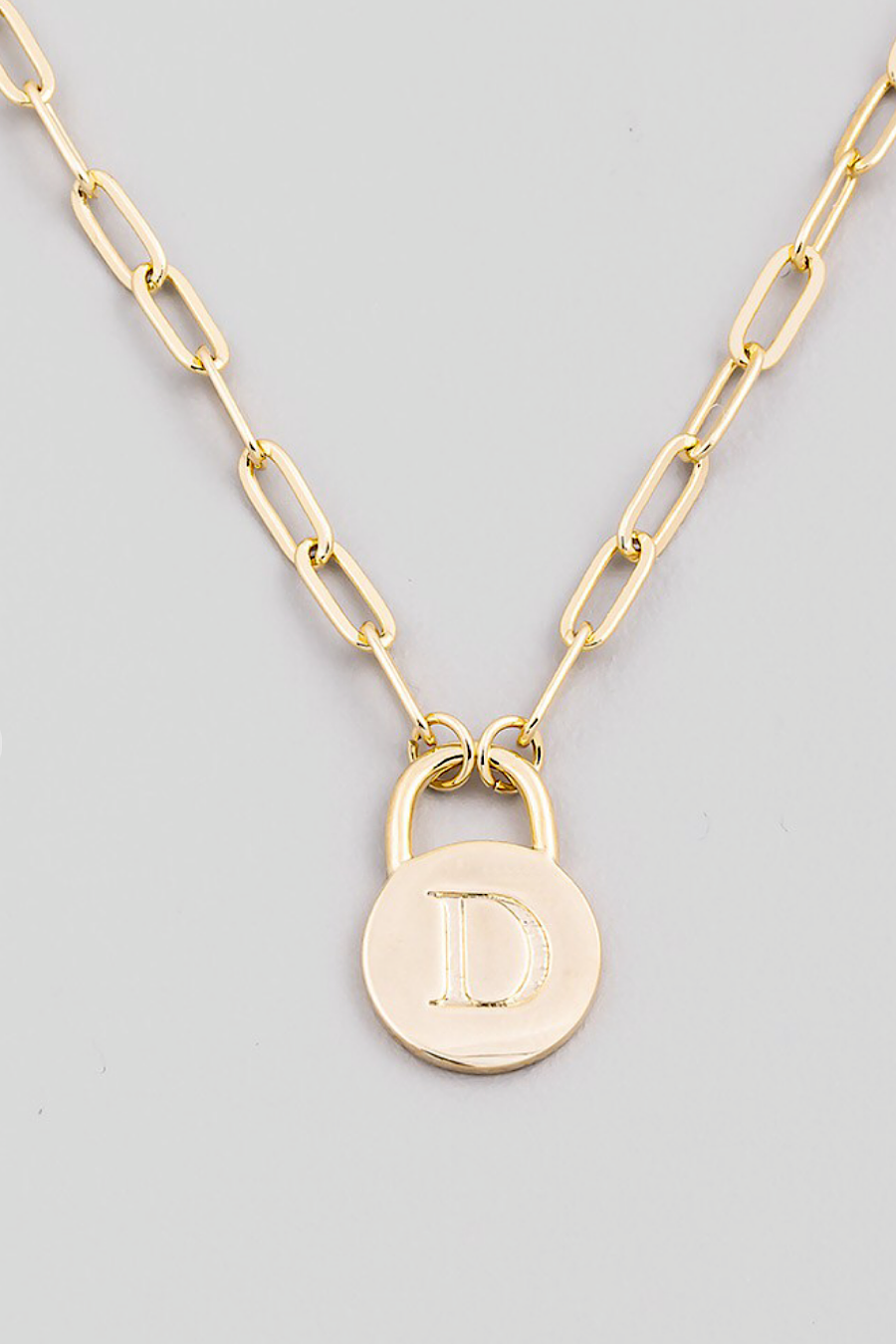 Initial Lock Pendant Necklace Gold