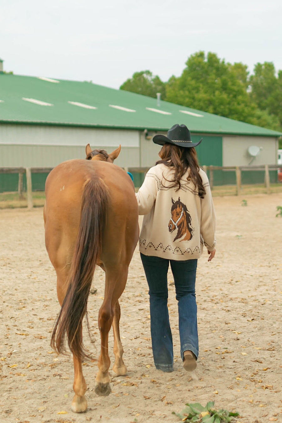 Free Rein Horse Jacquard Shawl Cardigan Sweater