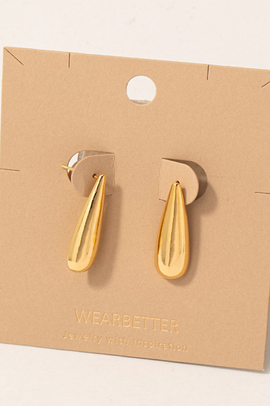 Tear Drop Stud Earrings in Gold or Silver