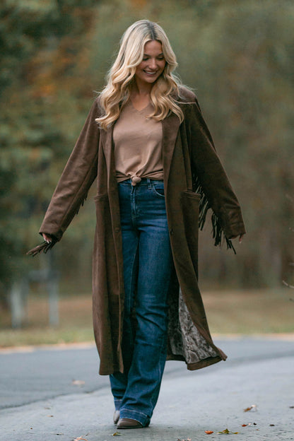 Inner Outlaw Fringe Suede Long Jacket