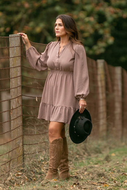 Carolina Smocked Waist Dress Mocha