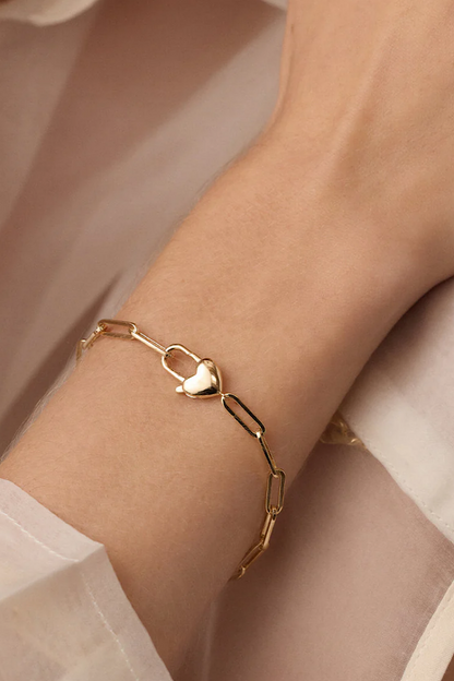 Gorjana Heart Padlock Bracelet 18k Gold
