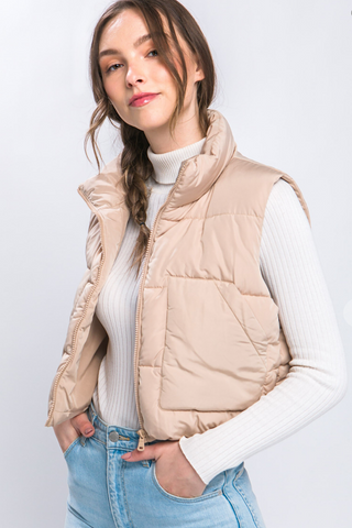 Crisp Breeze Puffer Vest Khaki