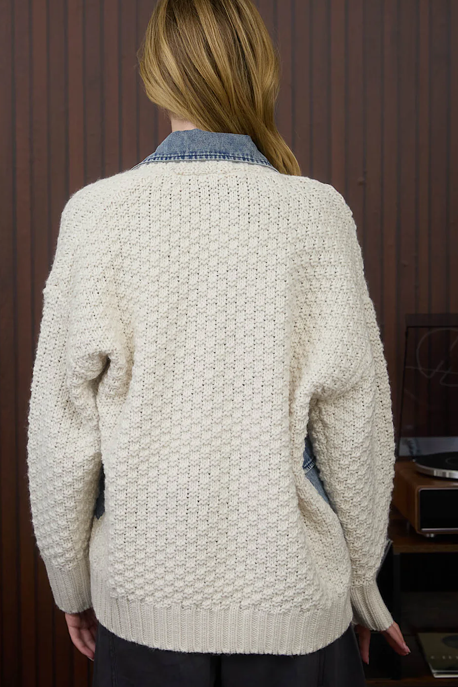 Swept Away Denim and Knit Cardigan Jacket