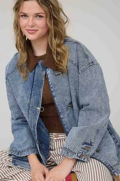 Coyote Latch Hook Denim Barn Jacket