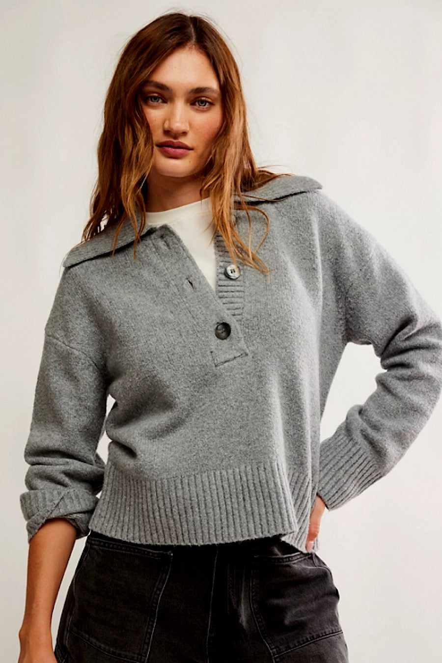 Free People Trading Up Polo Sweater