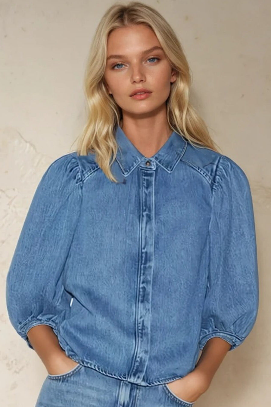 Alexia Balloon Sleeve Denim Shirt