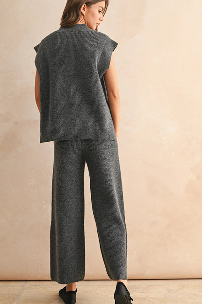 The Diane Knit V-Neck Sweater Vest or Top Charcoal