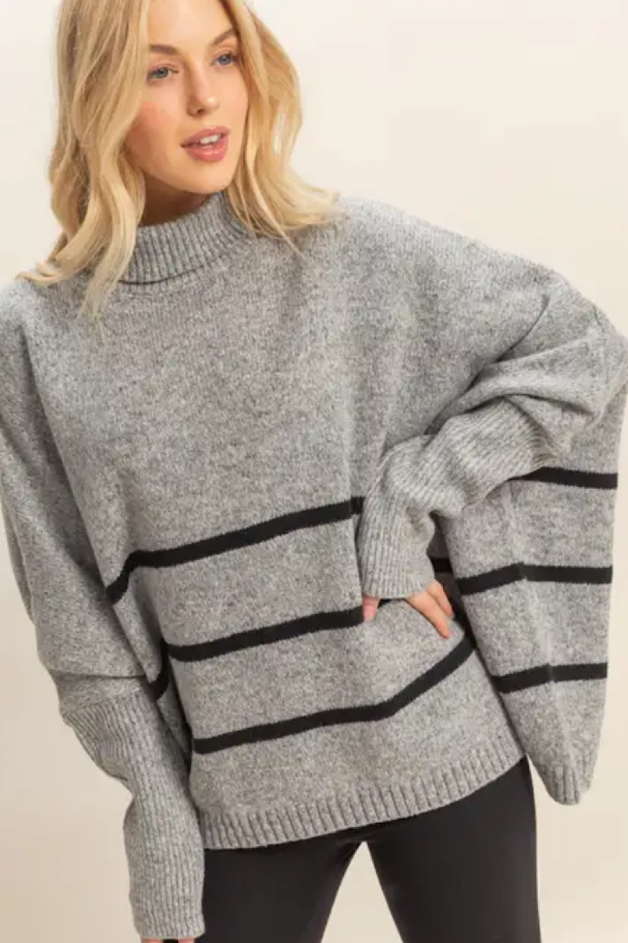 Hallow Trail Striped Mock Neck Sweater