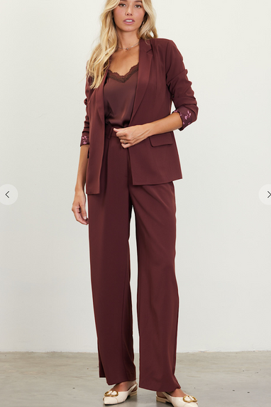 Reagan Suit Pants in Chocolate