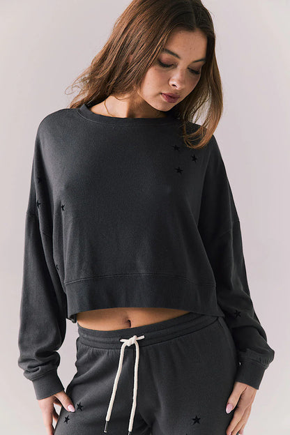 Chaser Brand Allover Mini Stars Pullover Sweatshirt
