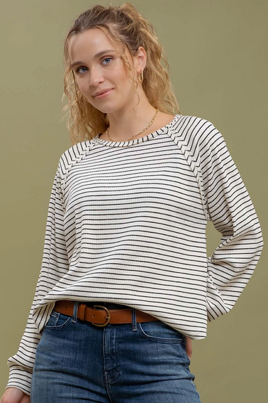 Between the Lines Striped Raglan Top