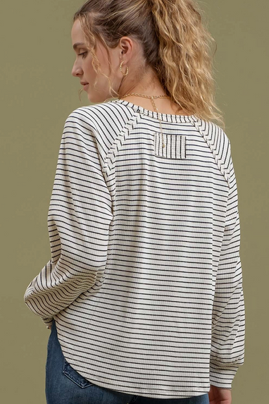 Between the Lines Striped Raglan Top