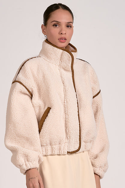 Slate Sherpa Teddy Bomber Coat