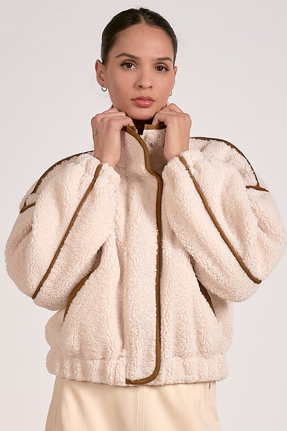 Slate Sherpa Teddy Bomber Coat