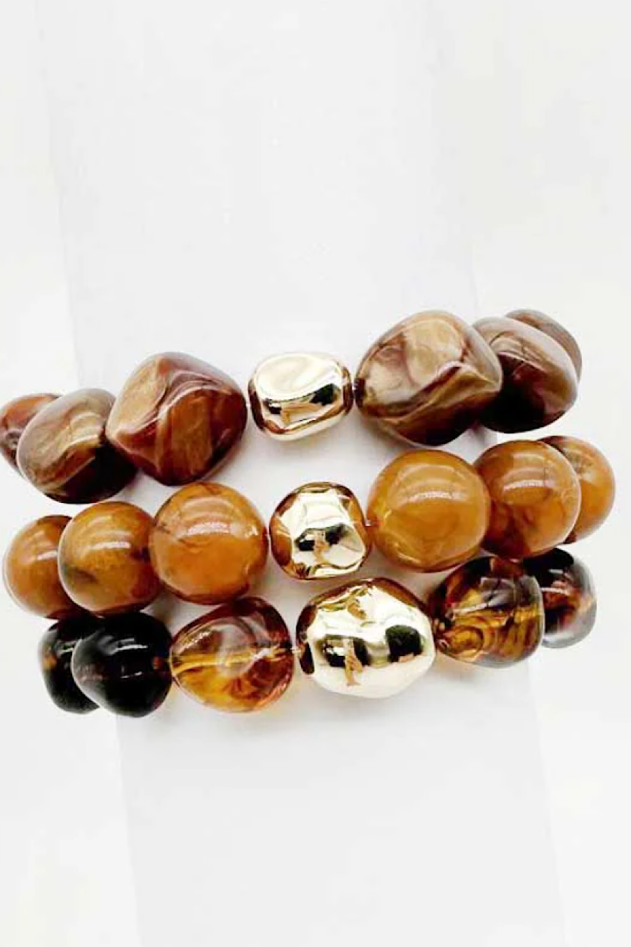 Brown Natural Stone Beaded Bracelet Set
