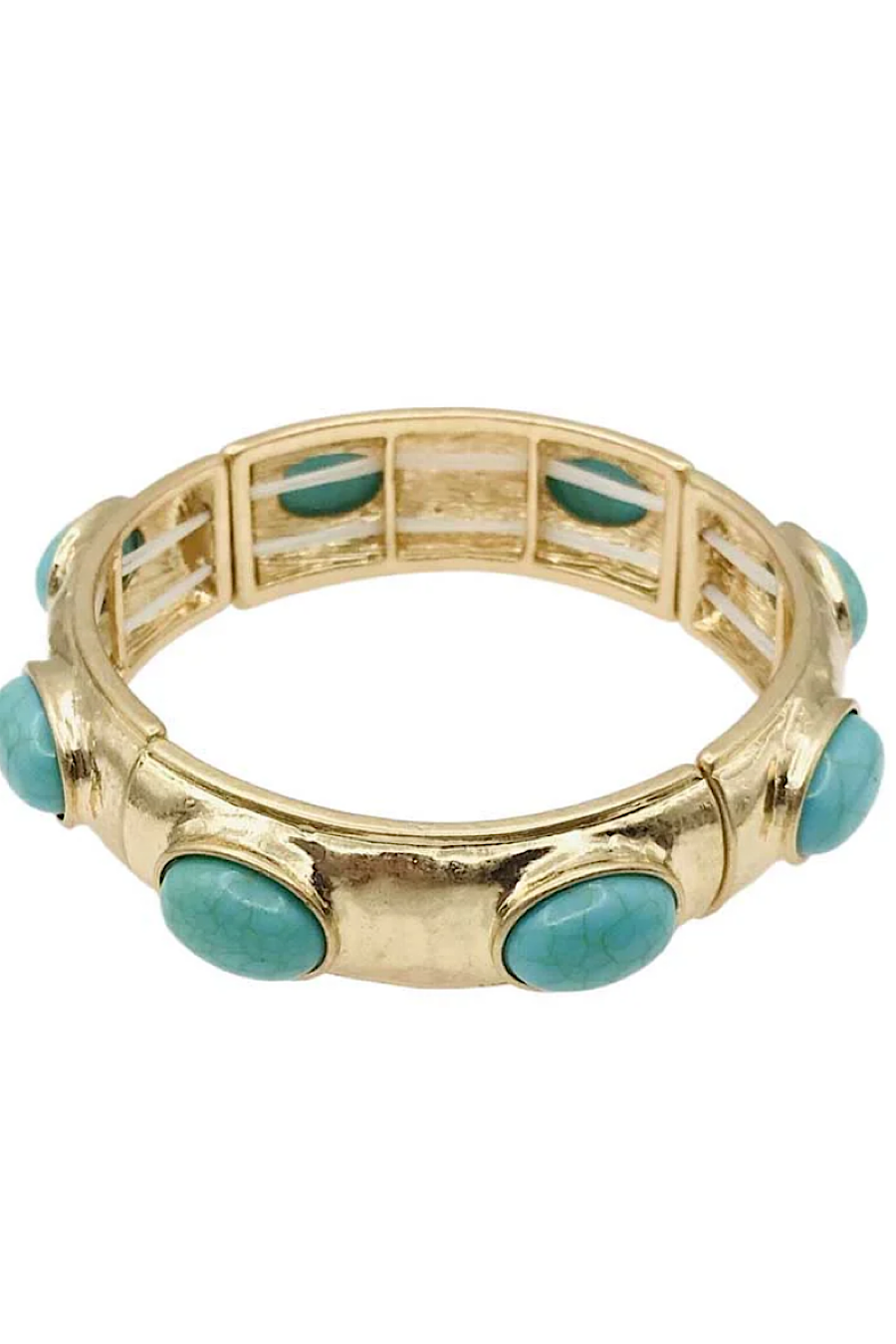 Hammered Stretch Bracelet in Black or Turquoise