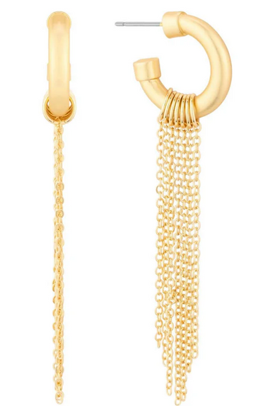 Gold Huggie Hoop w/Fringe