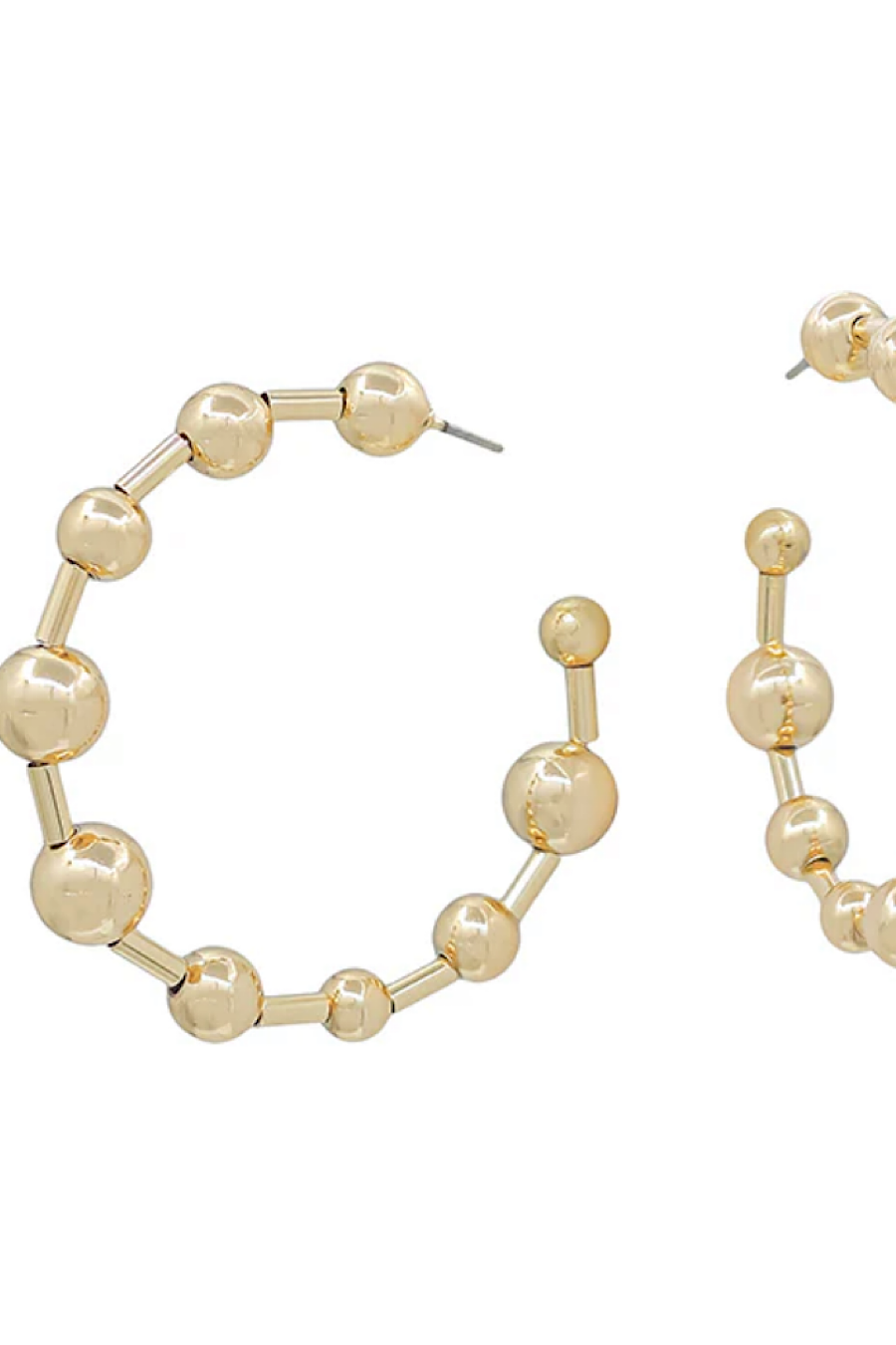 Graduated Beaded Gold Hoop Earrings