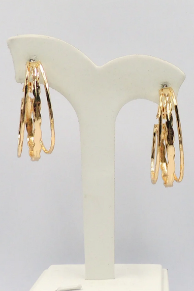 Triple Layered Hoop Earrings in Gold