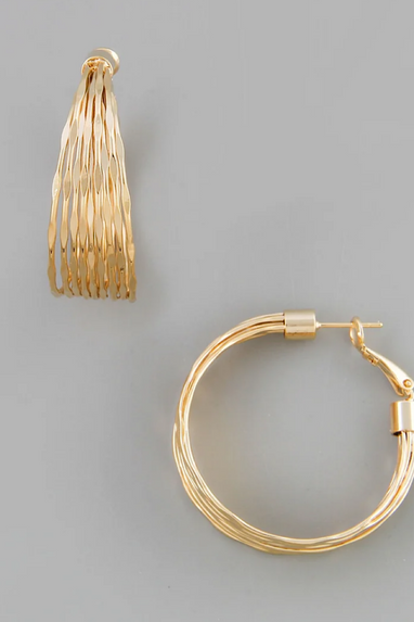 Multi Layered Textured Hoops Gold