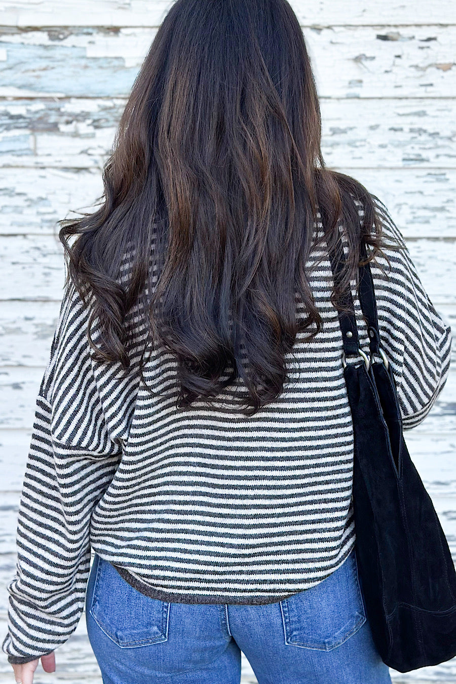 Alena Striped Knit Cardigan Dk Brown